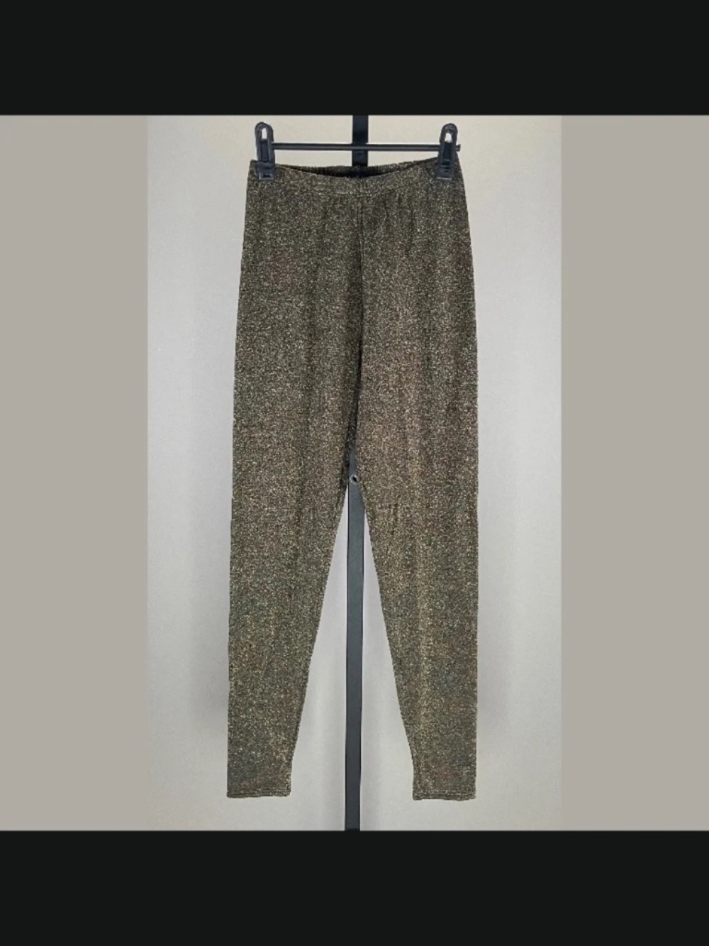 Ralph Lauren Pants Womens XS black gold shimmer skinny leggings vintage
